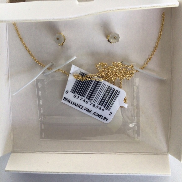 BRILLIANCE 14K GOLD PLATED STERLING SILVER MAMA NECKLACE & EARRING SET NWT - Picture 5 of 7